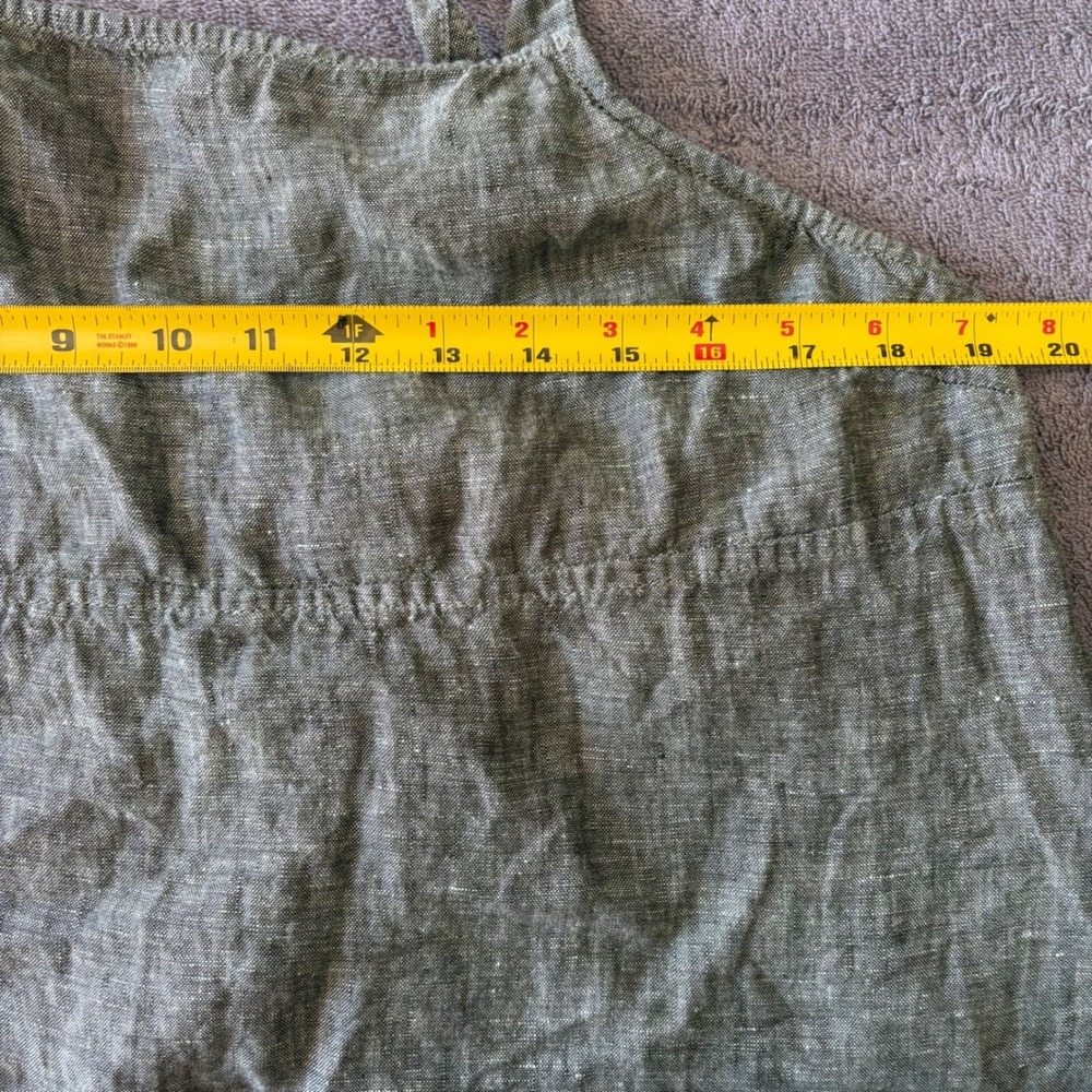 Athleta Voyager Tank XL Olive Green Linen Square Neck Sleeveless Top - Picture 5 of 6
